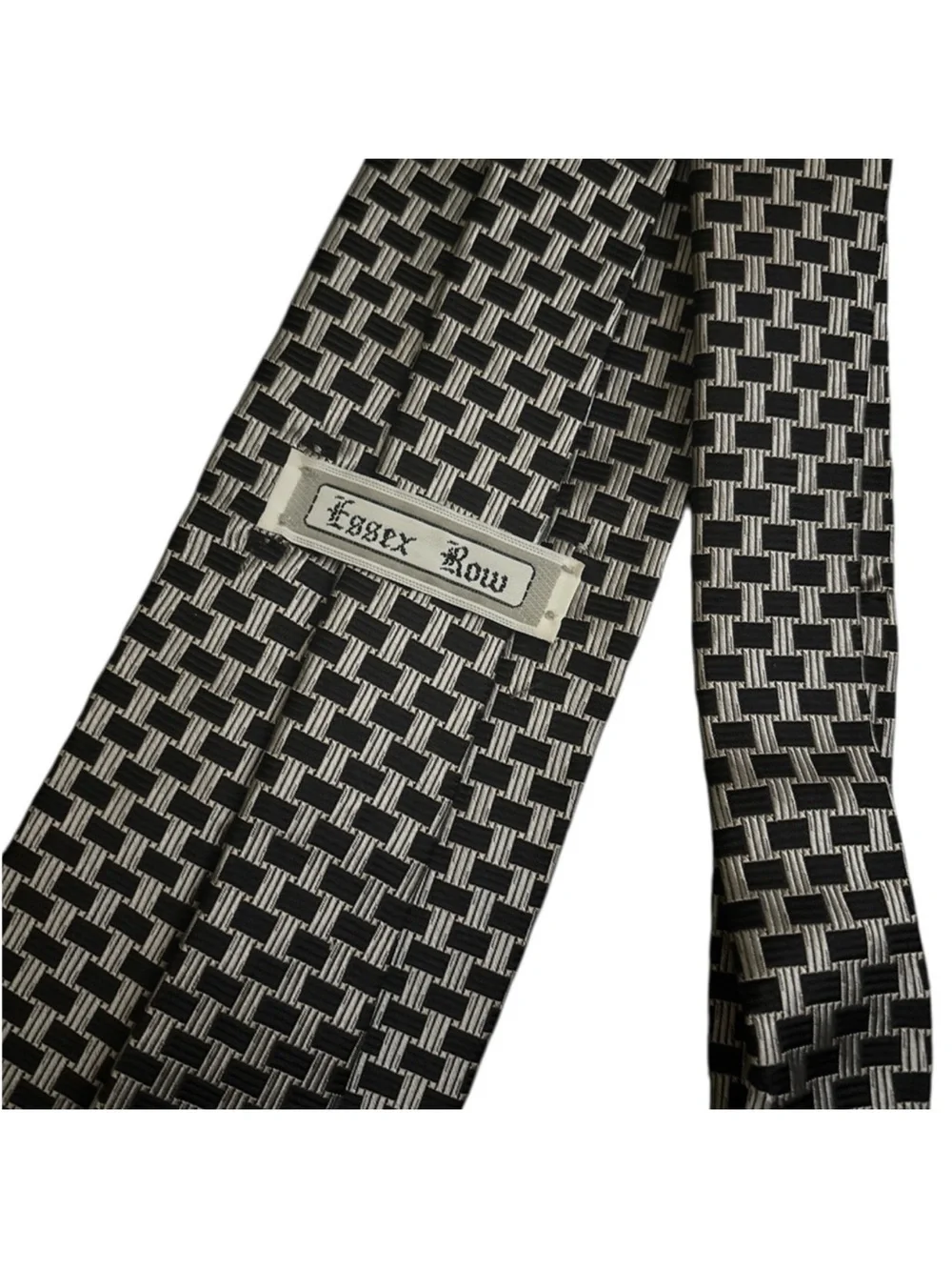 Black & Silver Woven Geometric Tie